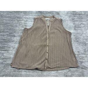 French‎ Laundry Top Womens Large Brown Button Up Sleeveless Polyester